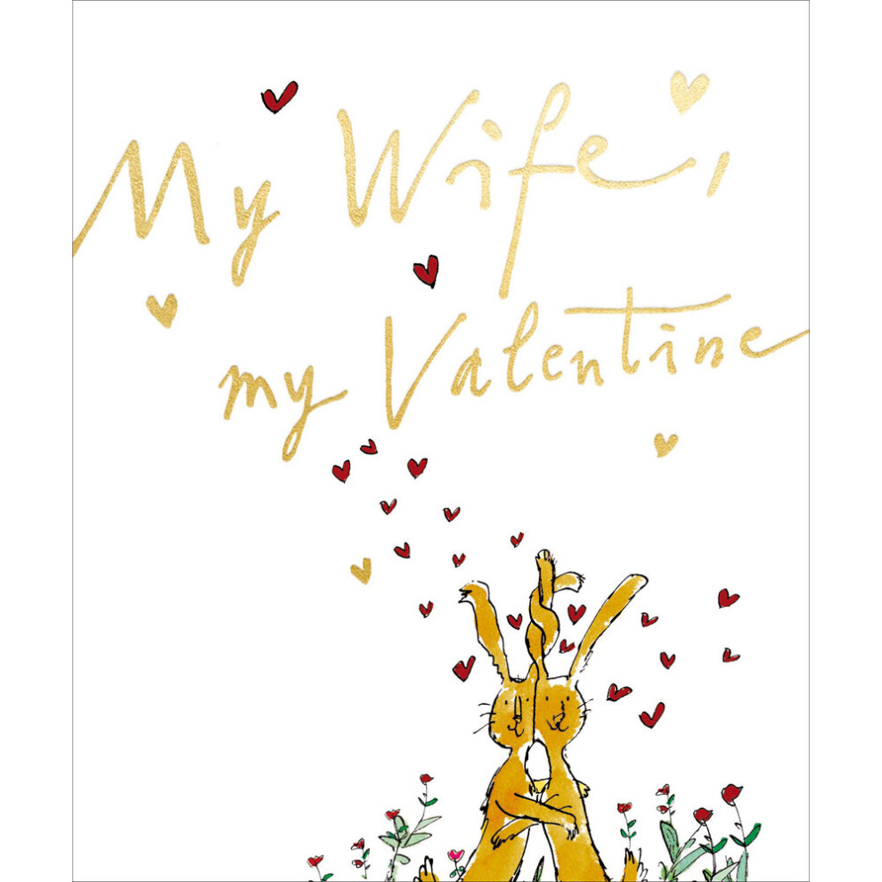 To My Wife Quentin Blake Artistic Hugging Hares Valentine's Day Greeting Card