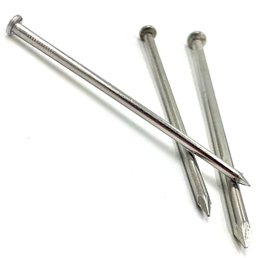 (Pack of: 10, Size:  4.2 x 100mm ( 4" )) Premium Galvanised Round Head Nails - Ideal for Woodworking and Construction