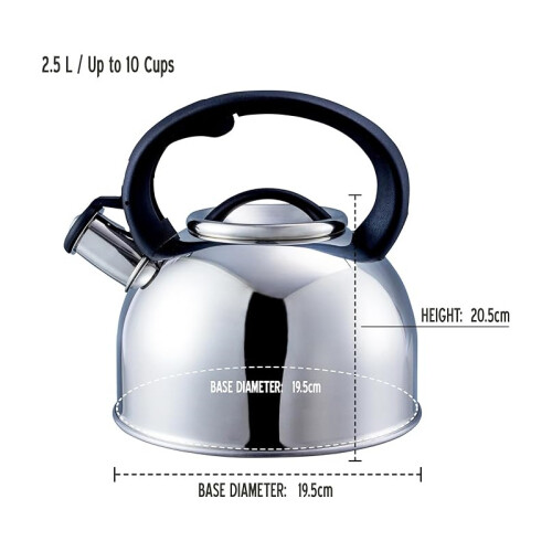 2.5 L Stove Top Whistle Kettle | SILVER | Gas Electric Ceramic Halogen 2
