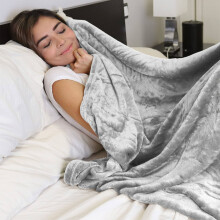 (SILVER, KING) SOFT FAUX FUR FLEECE BLANKET SOFA BED GREY THROW