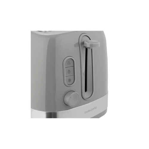 Illuminated 2 Slice Toaster Defrost and Reheat Functions -Grey Plastic
