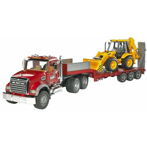 Bruder Bruder 02813 MACK Granite Truck with Low Loader and JCB 4CX
