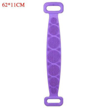(Purple, 62*11cm) Silicone Back Scrubber Shower Bath Strap Body Cleaning Exfoliating Long Brush