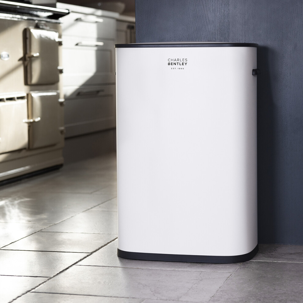 CHARLES BENTLEY 55 Litre Capacity, White Sensor Bin, Kitchen Bin, Rubbish Bin, Waste Bin, Sensor Bins, for Kitchen, Dining Room, Battery Operated,