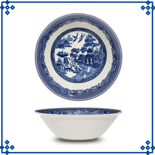 Blue Willow Cereal Bowl 18cm Coupe Soup Ceramic Tableware Antique Oriental Style 1