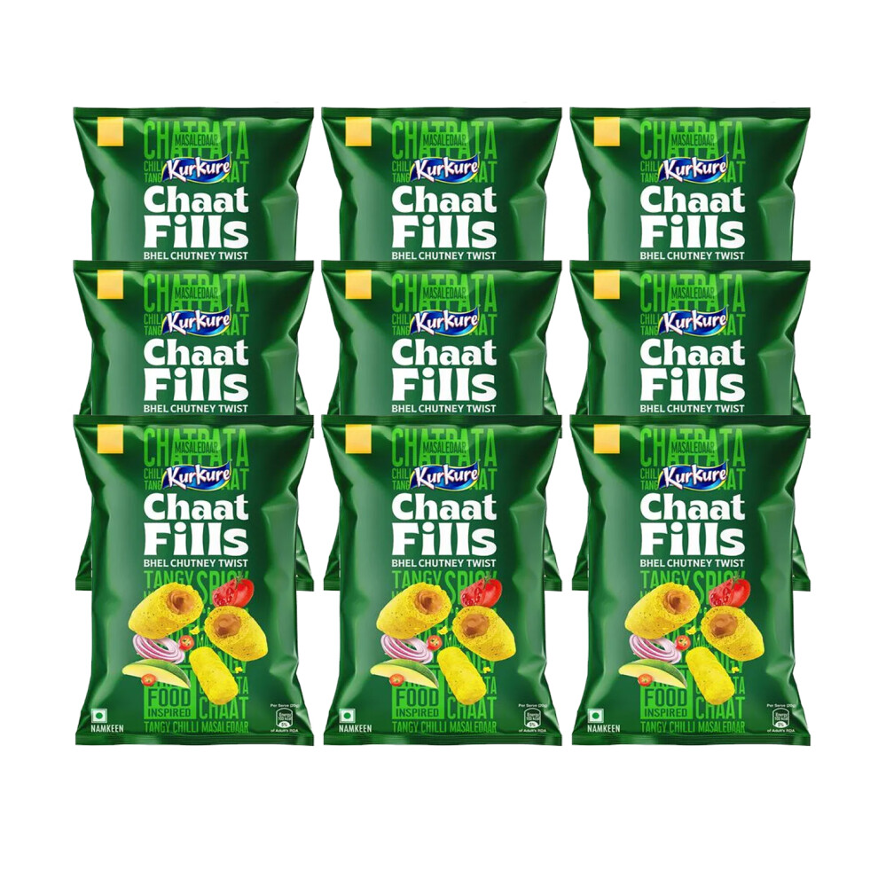 (Pack of 9) Kurkure Chaat Fills - Twist (Bhel Chaat) 40G Snack