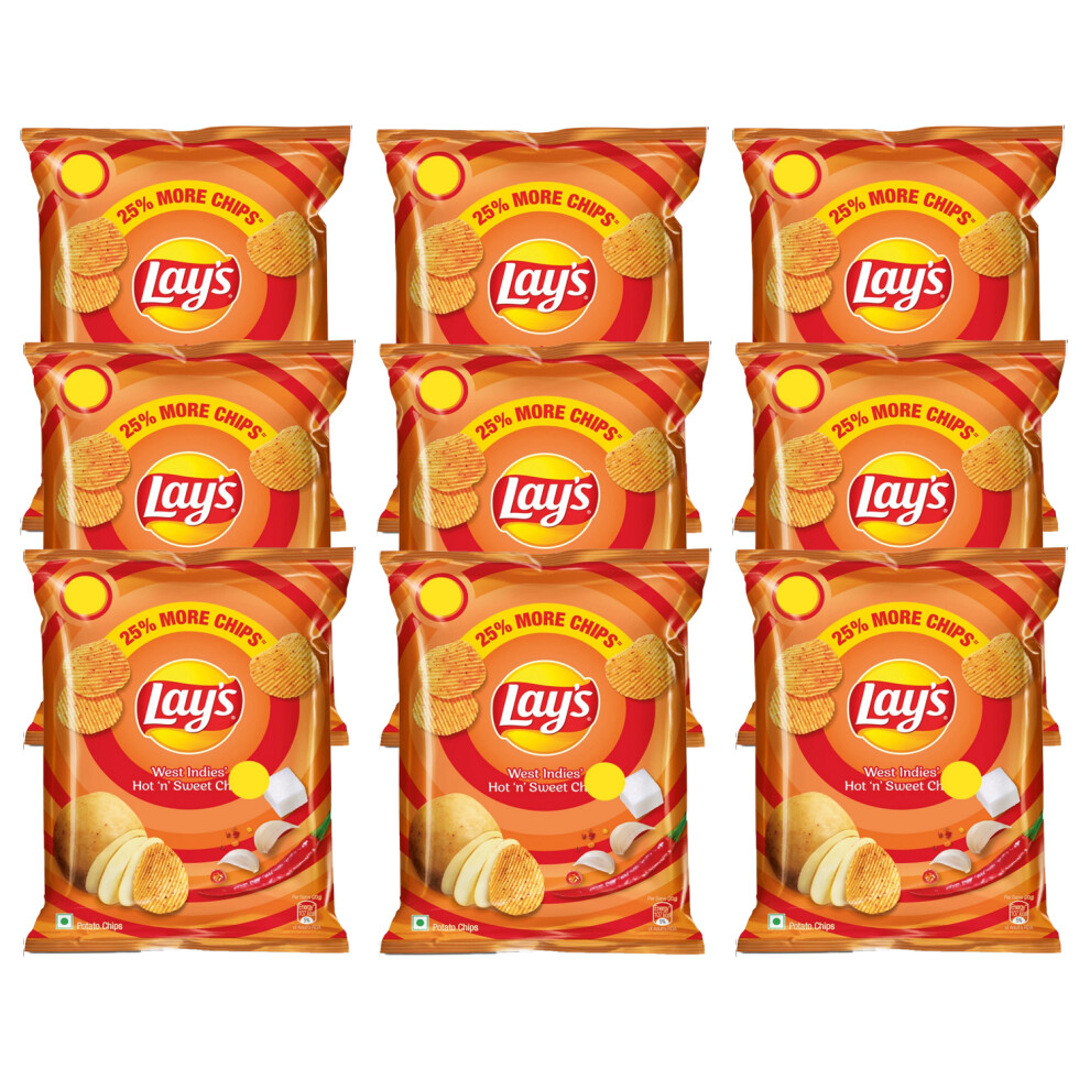 (Pack of 9) Lays Chips West Indies Hot & Sweet Chilli (50 G)