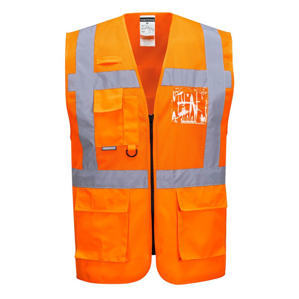 (S, Orange) Portwest Mens Madrid Mesh Hi-Vis Vest