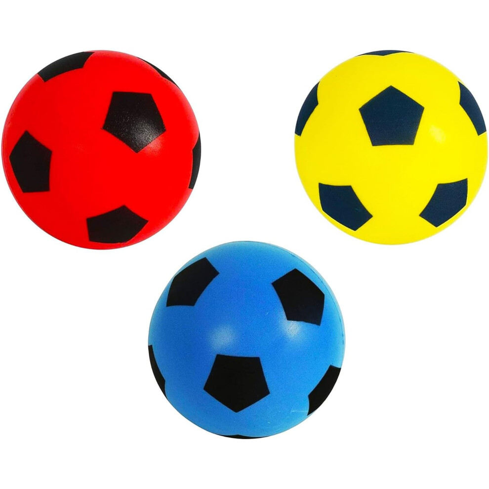 MantraRaj Set of 3 Football 17.5cm Sponge Foam Soccer Ball Suitable for Outdoor Games for Kids Indoor Football Garden Games
