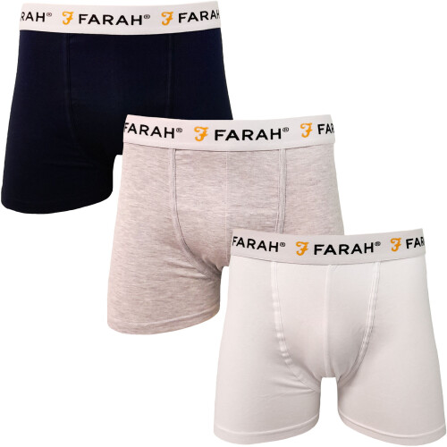 Farah (2XL, Assorted) Farah Mens Callow 3-Pack Elasticated Logo Waist Boxers Boxer Shorts - Assorted