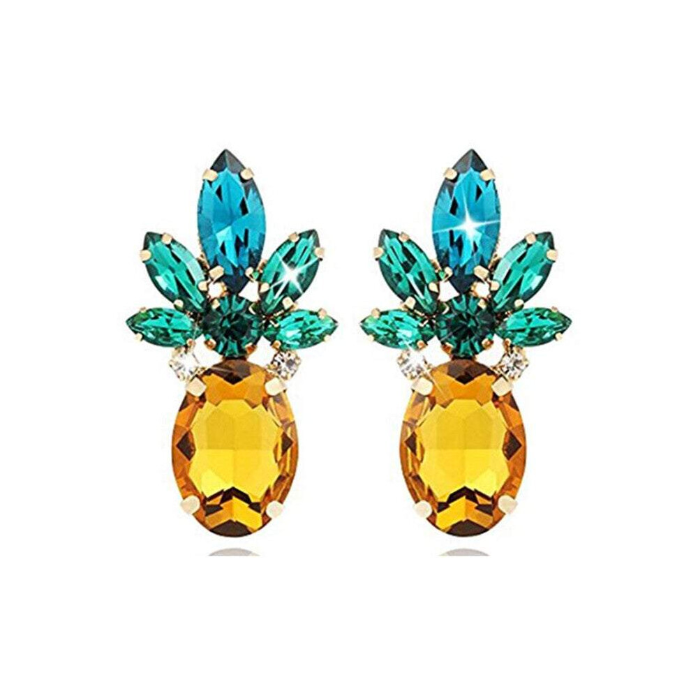 Earrings Pineapple Vibrant Colour Jewellery With Crystal Glass Beads