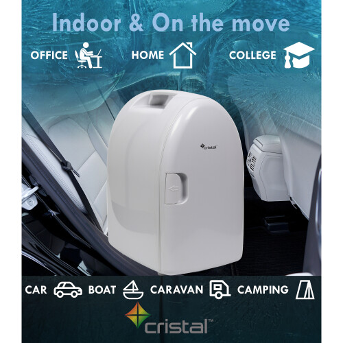 Cristal 6L Compact Cooler (Mini Fridge Style) with Built-in 12V Adapter - White 2