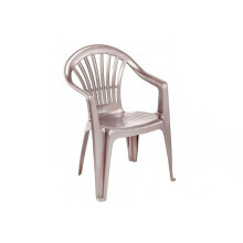 4 X Taupe Plastic Garden Chairs Low Back Seat Patio Partying Camping Stacking