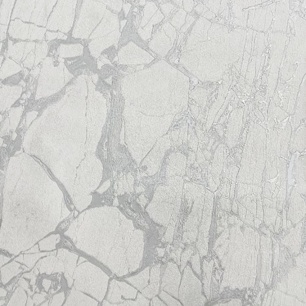 Rasch Vasari Enzo Marble Wallpaper Metallic Heavyweight Textured Vinyl Silver