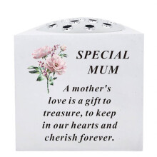 Mum Grave Side Vase Floral Resin Bowl With Chrome Lid Fresh Artificial Flowers Funeral Decoration