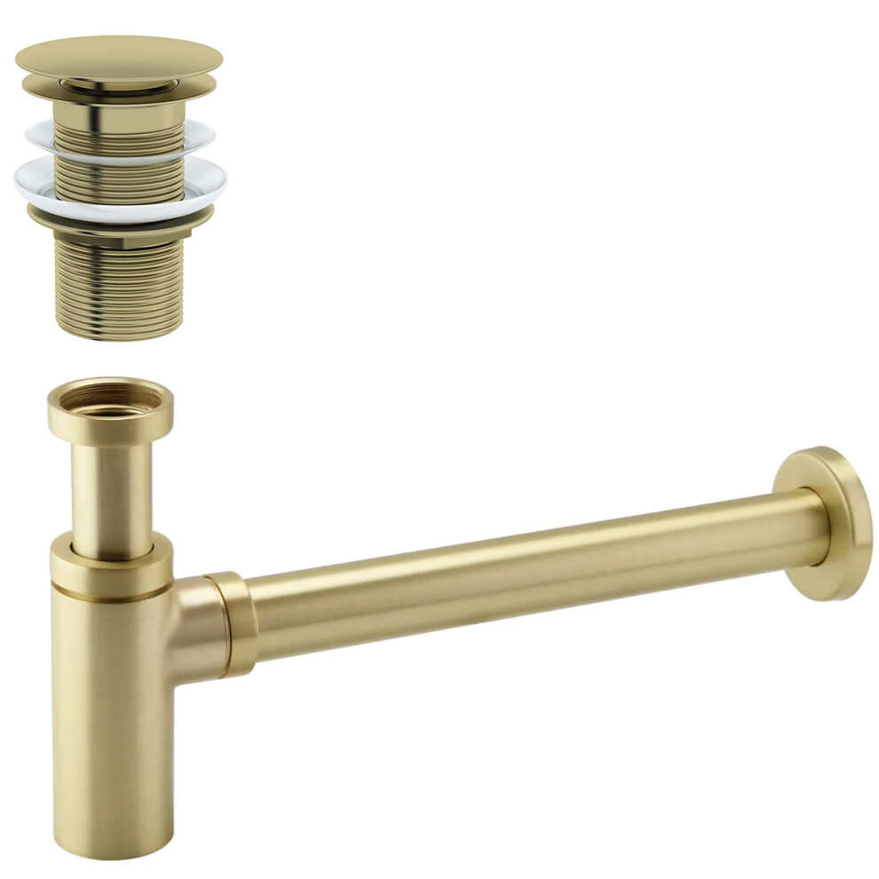 Nes home Premium Basin Sink Brushed Brass Bottle Trap Waste With Basin Waste