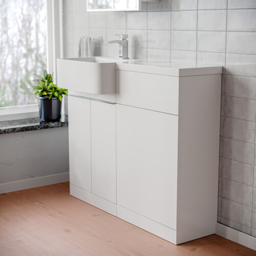 NES Home 1000mm Left Hand Freestanding White Cabinet with Basin & WC Unit 2
