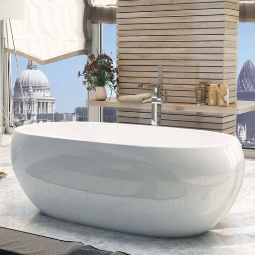 Freestanding Modern Double Ended Bath 1660mm - Olivia By Voda Design 2