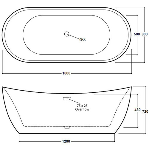 Freestanding Modern Double Ended Bath 1800mm - Rose By Voda Design 2