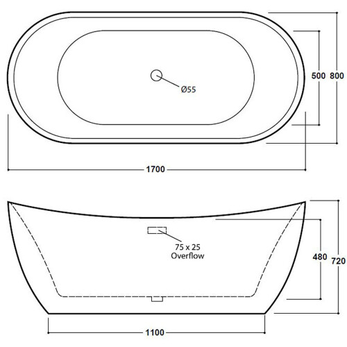 Freestanding Modern Double Ended Bath 1700mm - Rose By Voda Design 2