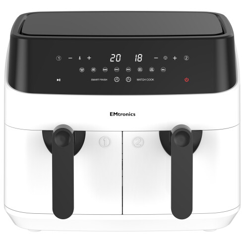 EMtronics EMtronics Double Basket Air Fryer 9 Litre with 99 Minute Timer - White 1