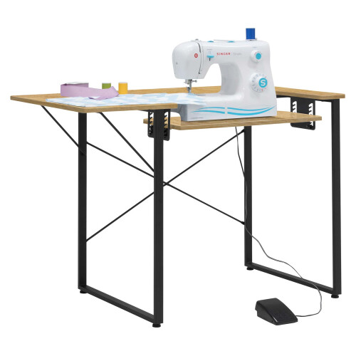 Dart Sewing Machine Table With Folding Top In Charcoal Black / Ashwood 1