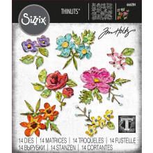 Tim Holtz - Sizzix Sizzix Thinlits Dies de Tim Holtz 14/PKG -Brushstroke Flowers Mini Multicolor