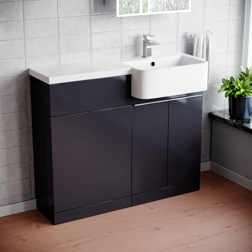 Nes Home 1000Mm Right Hand Freestanding Anthracite Cabinet With Basin & Wc Unit