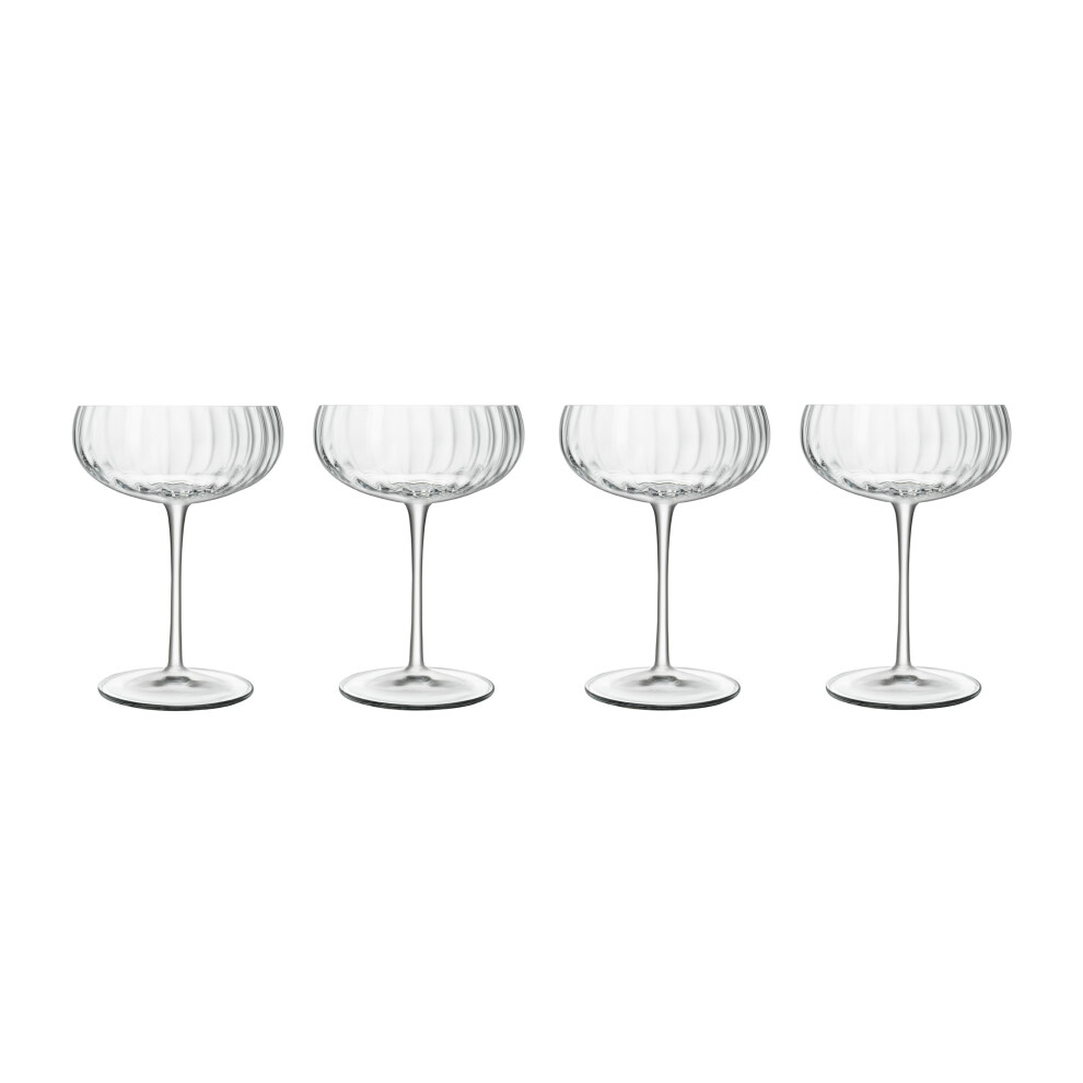 Luigi Bormioli Optica Champagne Glasses Set Dishwasher Safe, 300 ml - Pack of 4