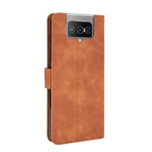 (Brown) Case For Asus Zenfone 7 ZS670KS Protective Cover Card Insertion With Card Holder Kickstand Full Protection Leather Folio Flip Case