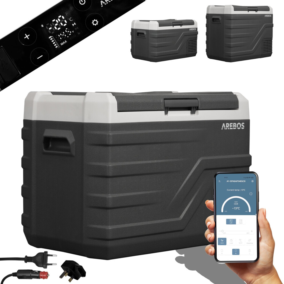 AREBOS compressor cool box 35 litres | Electric freezer box with APP control for cooling, freezing and keeping warm | Refrigerator down to -20 °C