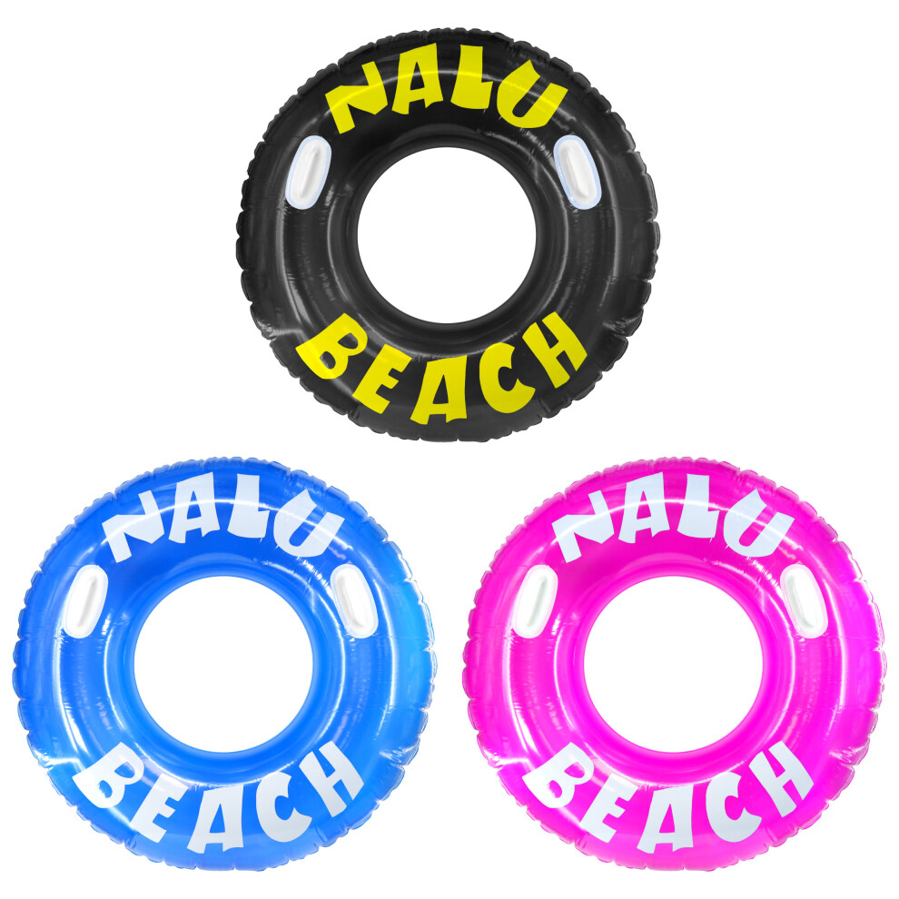 (Set of 3) GEEZY 47" Inflatable Turbo Tyre Swim Swimming Ring Rubber Tube Lilo Pool Float