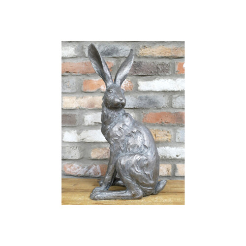 Large Grey Hare | Highly Textured Resin Ornament 1