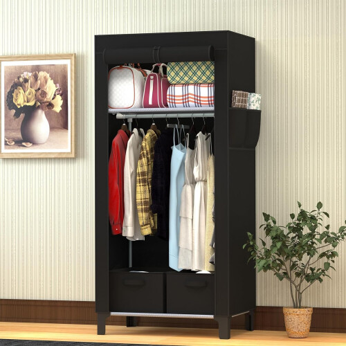 Canvas Wardrobe for Bedroom New Base Design Fabric Portable 2