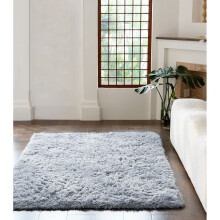 (Silver , 160X230CM) Cuddle Fluffy Rugs Anti Slip Shaggy Rugs Bedroom Floor Soft Carpets Mats