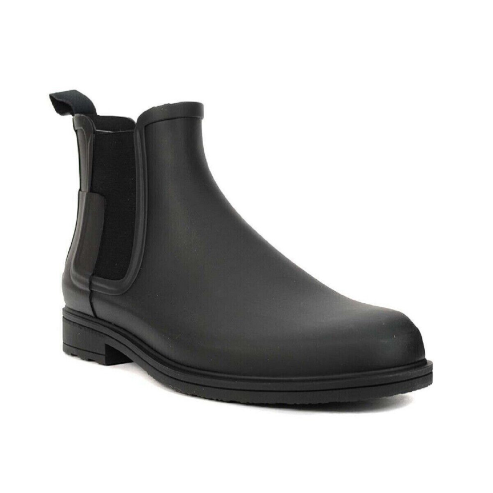 (HUNTER ORIGINAL, BLACK, UK 6) Men's Refined Rubber Casual Pull-On Chelsea Boots