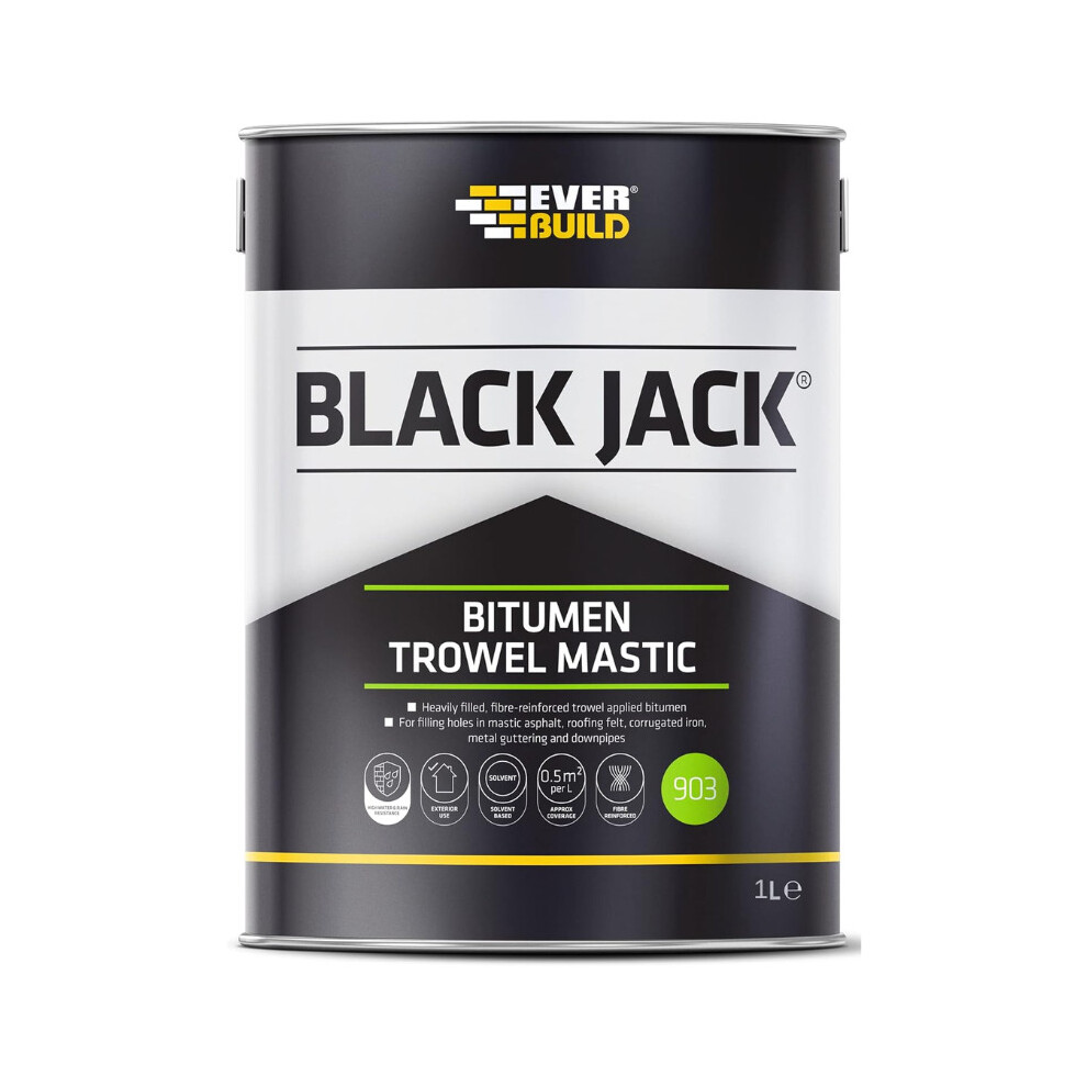 Everbuild Black Jack 903 Bitumen Trowel Mastic Trowellable Bituminous Black 1 Litre  486987