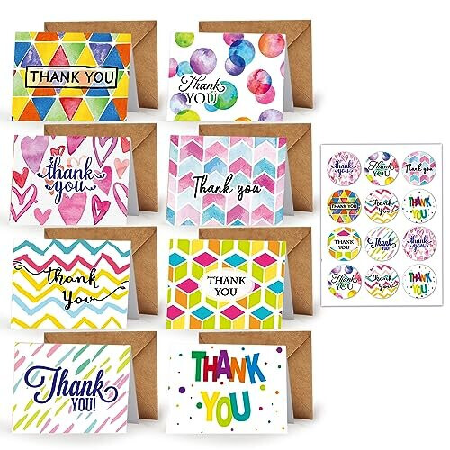 8 Pack Thank You Cards, Thank You Greeting Cards Multipack with ...