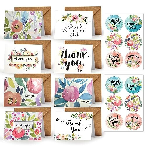 8 Pack Thank You Cards, Thank You Greeting Cards Multipack with ...