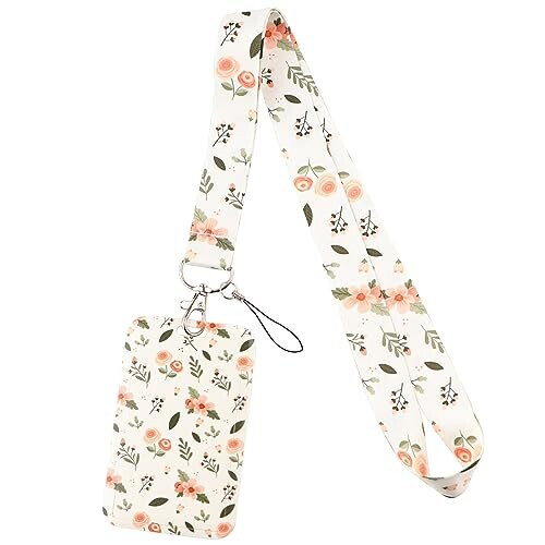 Juanooo Flower ID Lanyard Card Holder Cute Aesthetic Keychain Lanyard ...