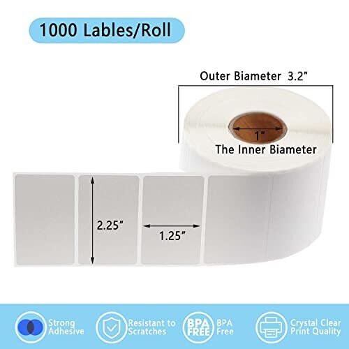 57mm X 32mm Direct Thermal Labels Upc Barcode Fba Labels Self Adhesive Address Shipping 0754