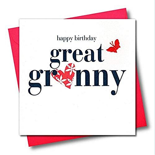 Claire Giles Hearts and Stars Happy Birthday Great Granny Card, pink ...