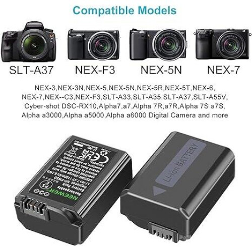 Neewer NEEWER NP-FW50 Camera Battery Charger Set for Sony 2