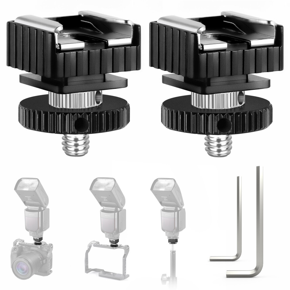 NEEWER 2 Pack Flash Hot Shoe Mount Adapter to 1/4? Thread Hole