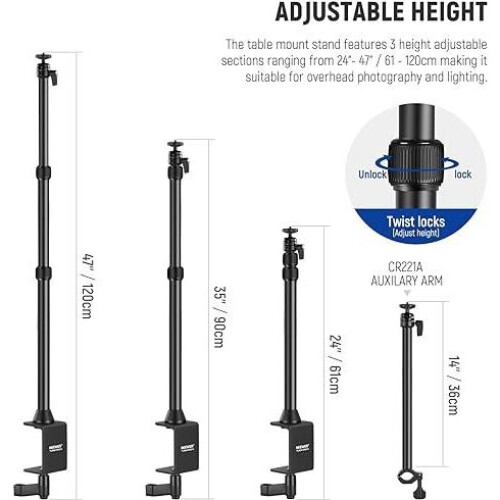 Neewer NEEWER Tabletop Camera Mount Light Stand With Flexible Arm 2