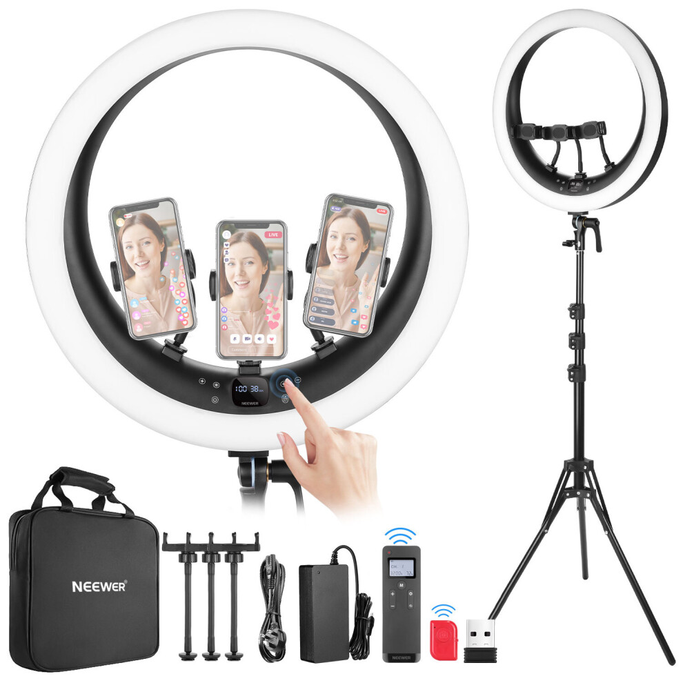 NEEWER RP19H 19 Inch LED Ring Light With 3 Phone Holders