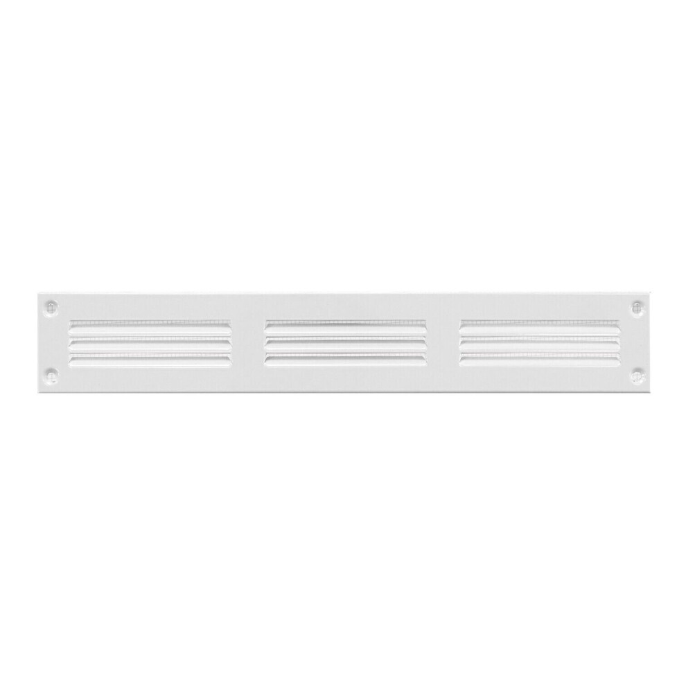 White Metal Air Vent Grille 300mm x 50mm with Fly Screen