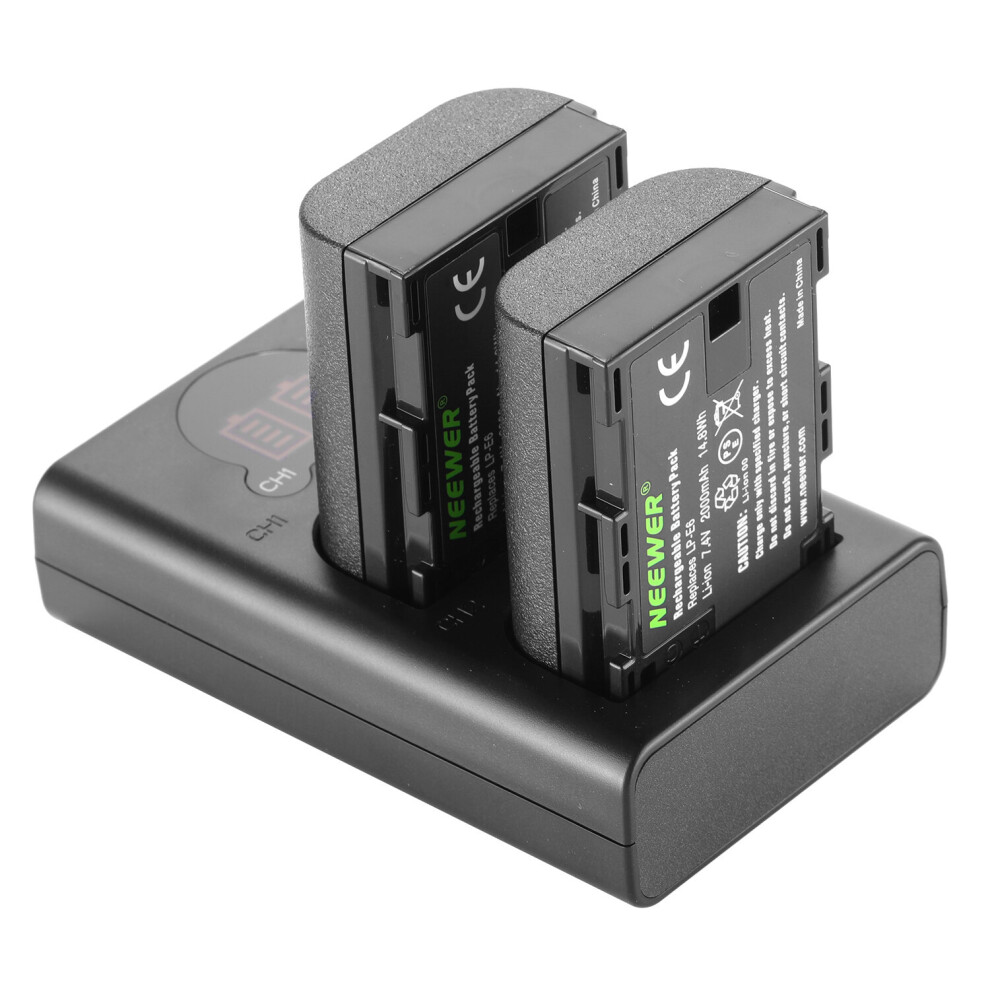 NEEWER 2-Pack LP-E6N Canon Replacement Battery Charger Se