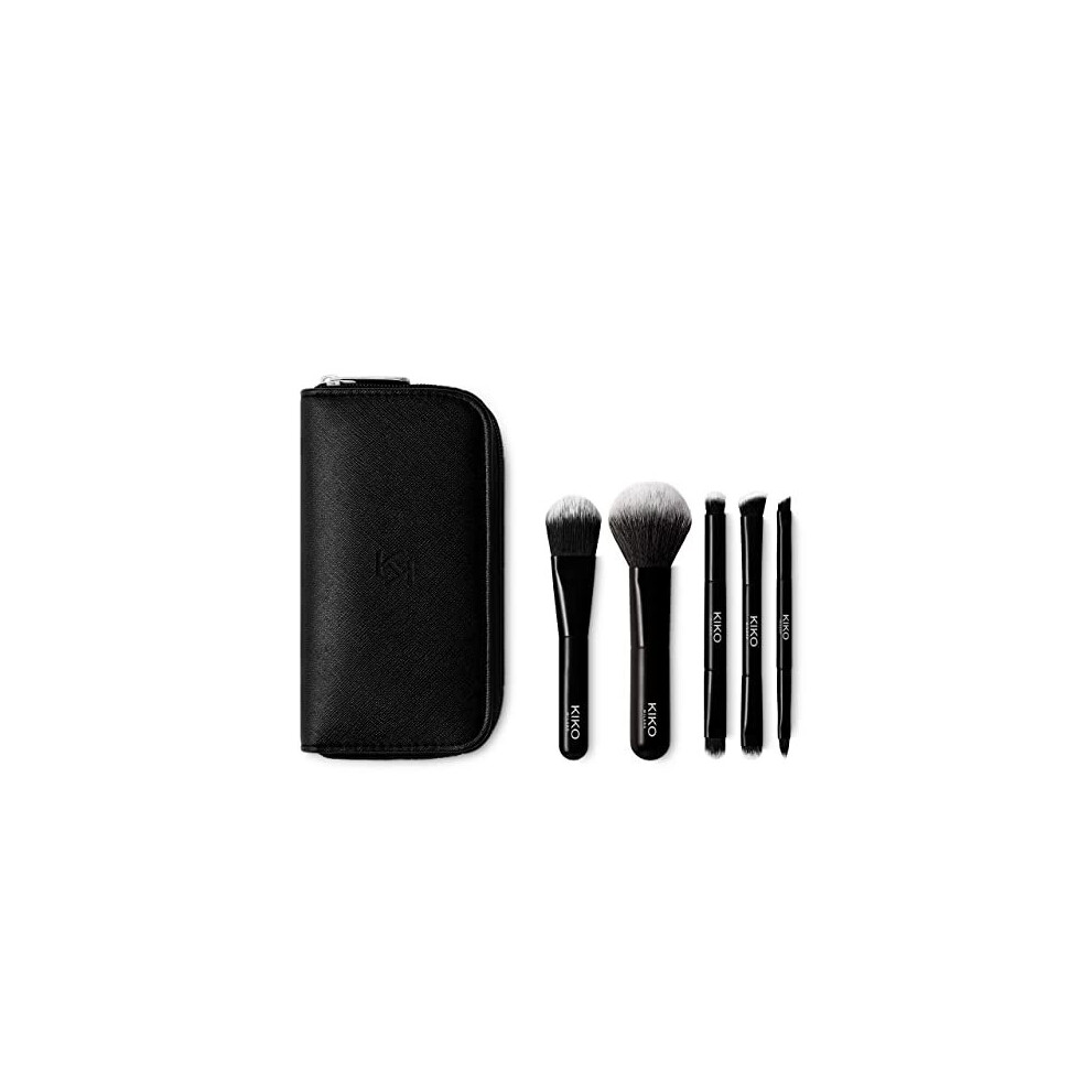 KIKO Milano Travel Brush Set | Travel pouch with 5 professional brushes