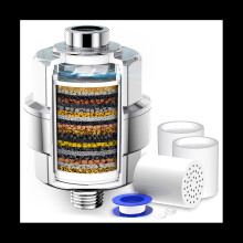 20 Stage Shower Filter-Shower Head Filter for Hard Water, with 3 Replaceable Filter Cartridges Fan, Shower Water Filter